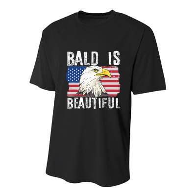 Bald Is Beautiful 4th Of July Independence Day Bald Eagle Youth Performance Sprint T-Shirt