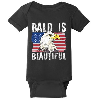 Bald Is Beautiful 4th Of July Independence Day Bald Eagle Baby Bodysuit