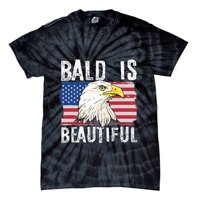 Bald Is Beautiful 4th Of July Independence Day Bald Eagle Tie-Dye T-Shirt