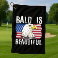 Bald Is Beautiful 4th Of July Independence Day Bald Eagle Golf Towel