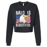 Bald Is Beautiful 4th Of July Independence Day Bald Eagle Cropped Pullover Crew