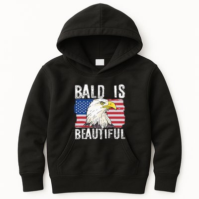 Bald Is Beautiful 4th Of July Independence Day Bald Eagle Kids Hoodie