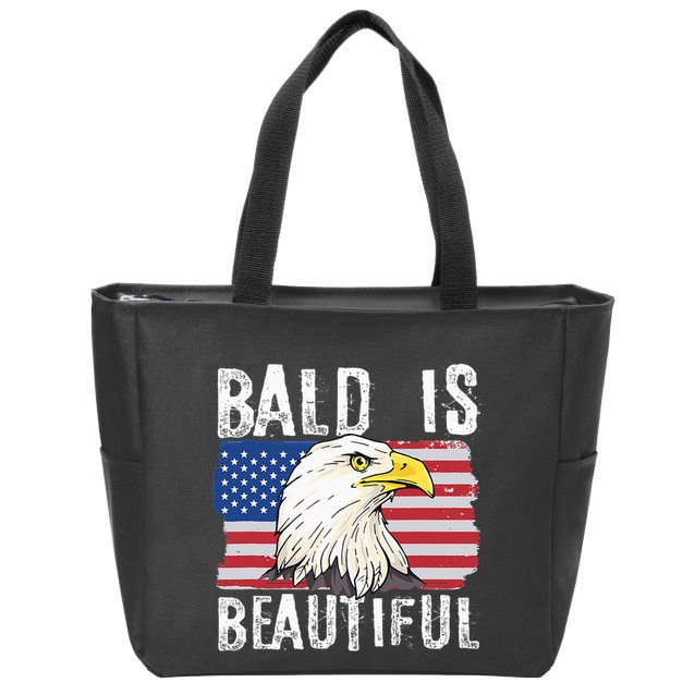 Bald Is Beautiful 4th Of July Independence Day Bald Eagle Zip Tote Bag