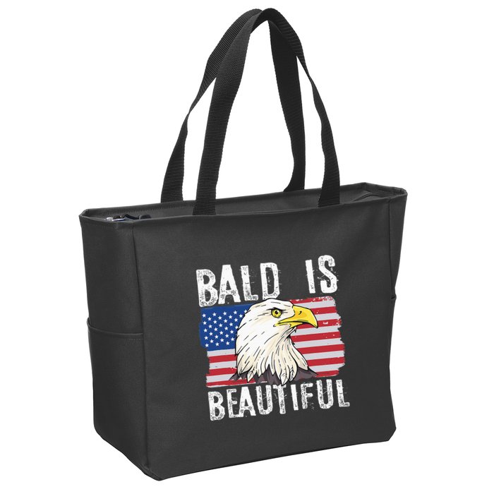 Bald Is Beautiful 4th Of July Independence Day Bald Eagle Zip Tote Bag