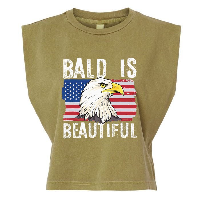 Bald Is Beautiful 4th Of July Independence Day Bald Eagle Garment-Dyed Women's Muscle Tee