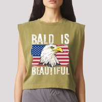 Bald Is Beautiful 4th Of July Independence Day Bald Eagle Garment-Dyed Women's Muscle Tee