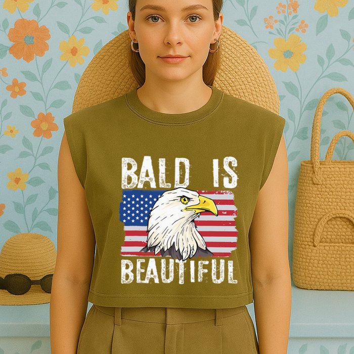 Bald Is Beautiful 4th Of July Independence Day Bald Eagle Garment-Dyed Women's Muscle Tee