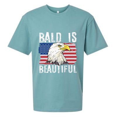Bald Is Beautiful 4th Of July Independence Day Bald Eagle Sueded Cloud Jersey T-Shirt