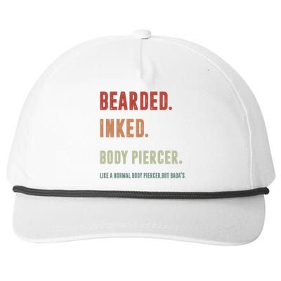 Bearded Inked Body Piercer Badass Body Piercing Artist Gift Great Gift Snapback Five-Panel Rope Hat