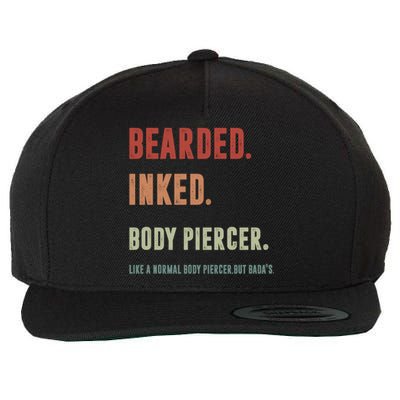 Bearded Inked Body Piercer Badass Body Piercing Artist Gift Great Gift Wool Snapback Cap