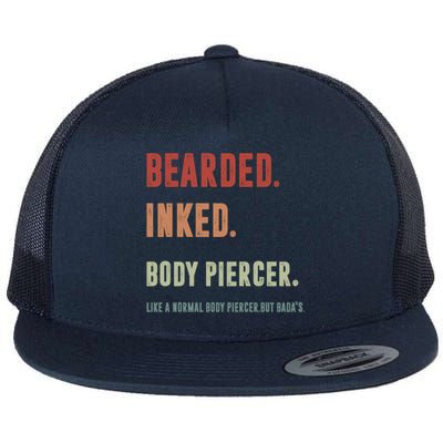 Bearded Inked Body Piercer Badass Body Piercing Artist Gift Great Gift Flat Bill Trucker Hat