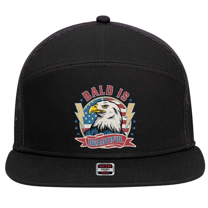 Bald Is Beautiful 4th Of July Independence Day 7 Panel Mesh Trucker Snapback Hat
