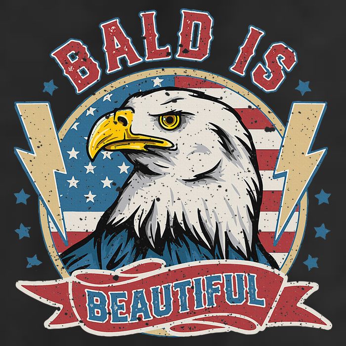 Bald Is Beautiful 4th Of July Independence Day 7 Panel Mesh Trucker Snapback Hat
