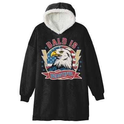 Bald Is Beautiful 4th Of July Independence Day Hooded Wearable Blanket