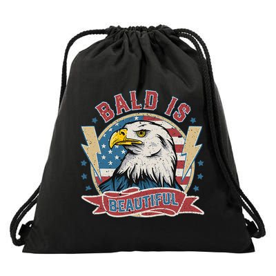 Bald Is Beautiful 4th Of July Independence Day Drawstring Bag