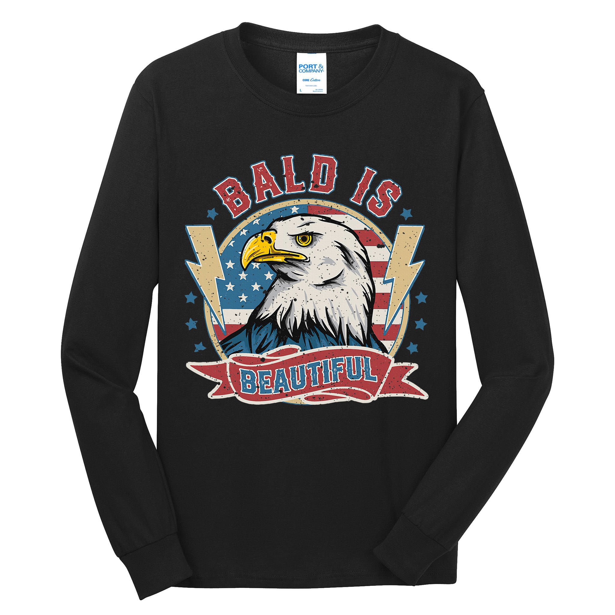 Bald Is Beautiful 4th Of July Independence Day Tall Long Sleeve T-Shirt