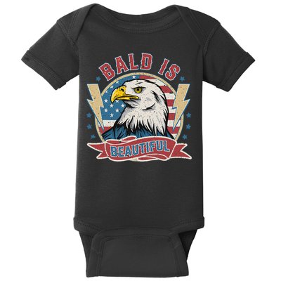 Bald Is Beautiful 4th Of July Independence Day Baby Bodysuit