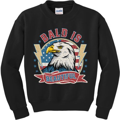 Bald Is Beautiful 4th Of July Independence Day Kids Sweatshirt