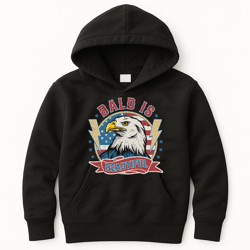 Bald Is Beautiful 4th Of July Independence Day Kids Hoodie