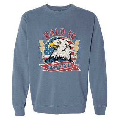 Bald Is Beautiful 4th Of July Independence Day Garment-Dyed Sweatshirt