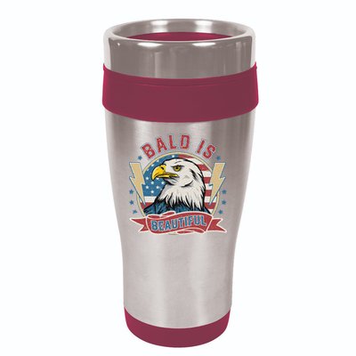 Bald Is Beautiful 4th Of July Independence Day 16oz Travel Tumbler