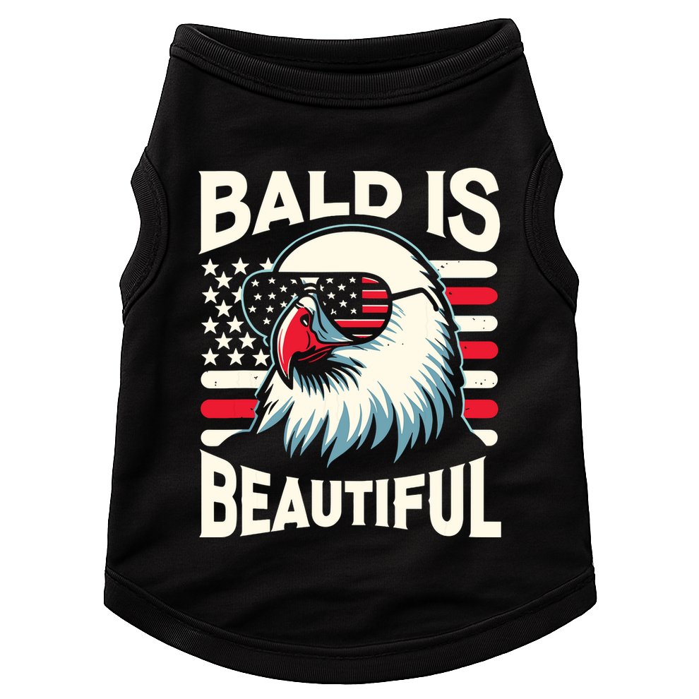 Bald Is Beautiful 4th Of July Usa Patriotic Funny Bald Eagle Doggie Tank