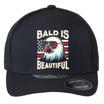 Bald Is Beautiful 4th Of July Usa Patriotic Funny Bald Eagle Flexfit Unipanel Trucker Cap