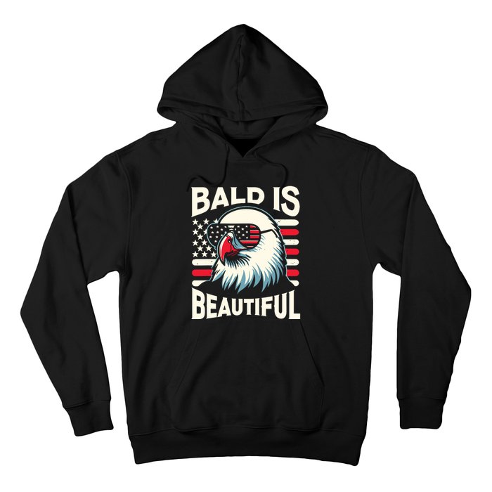 Bald Is Beautiful 4th Of July Usa Patriotic Funny Bald Eagle Hoodie