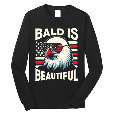 Bald Is Beautiful 4th Of July Usa Patriotic Funny Bald Eagle Long Sleeve Shirt