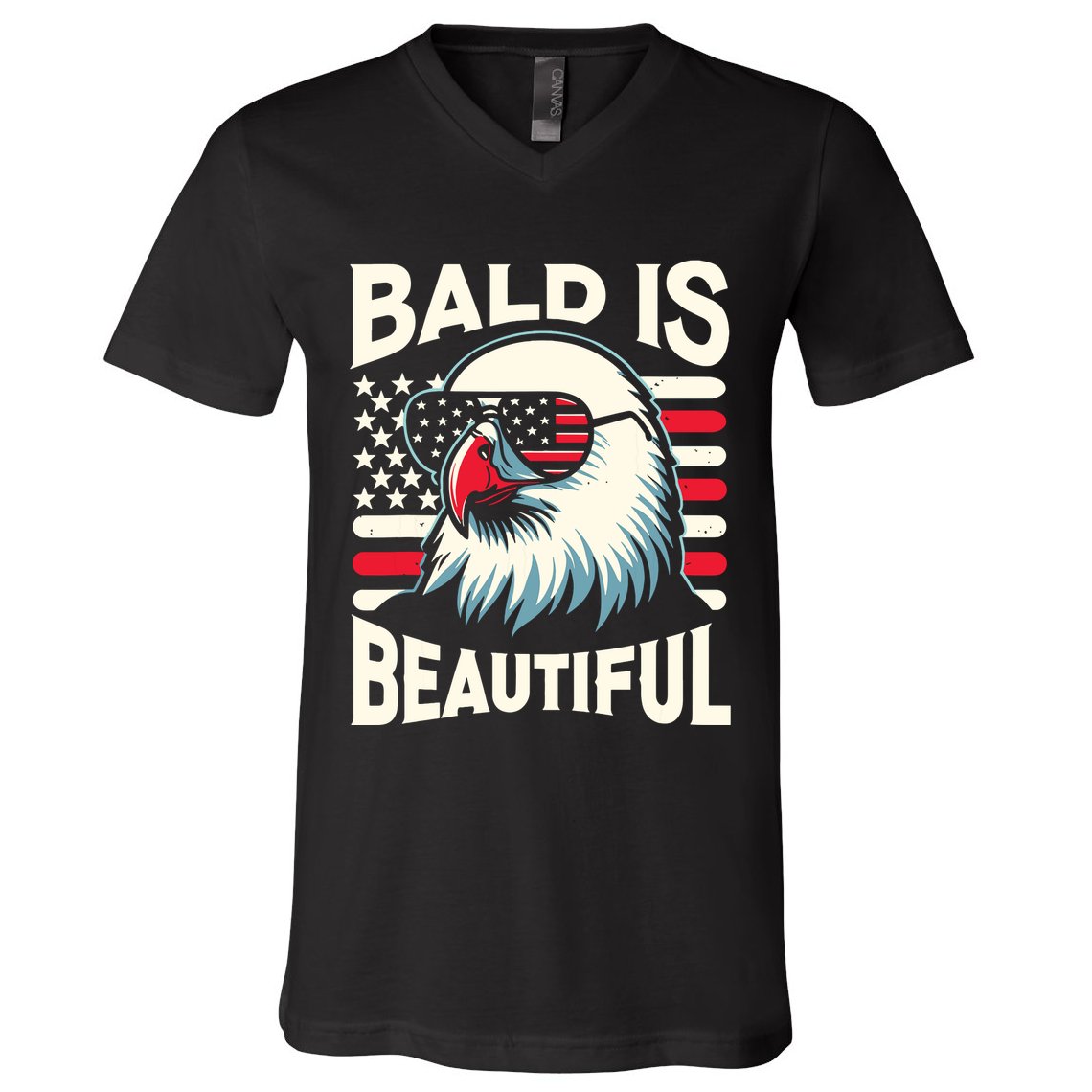Bald Is Beautiful 4th Of July Usa Patriotic Funny Bald Eagle V-Neck T-Shirt