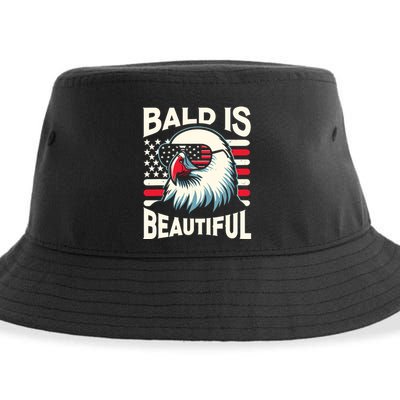 Bald Is Beautiful 4th Of July Usa Patriotic Funny Bald Eagle Sustainable Bucket Hat