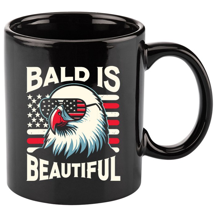 Bald Is Beautiful 4th Of July Usa Patriotic Funny Bald Eagle 11oz C Handle Ceramic Mug