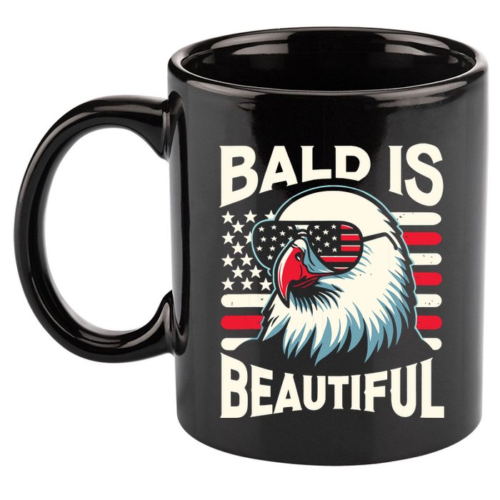 Bald Is Beautiful 4th Of July Usa Patriotic Funny Bald Eagle 11oz C Handle Ceramic Mug
