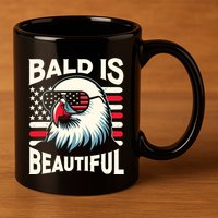 Bald Is Beautiful 4th Of July Usa Patriotic Funny Bald Eagle 11oz C Handle Ceramic Mug