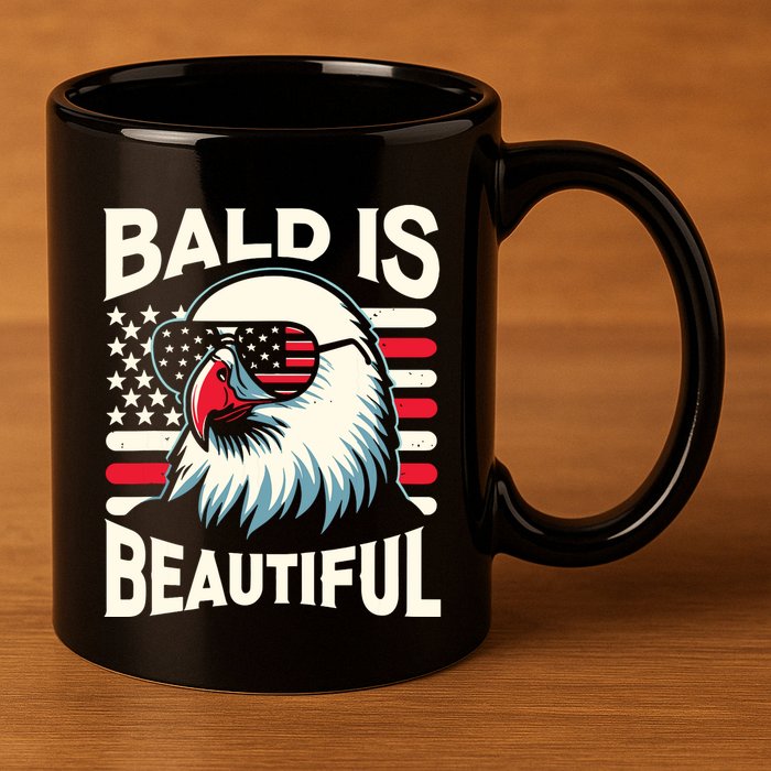Bald Is Beautiful 4th Of July Usa Patriotic Funny Bald Eagle 11oz C Handle Ceramic Mug