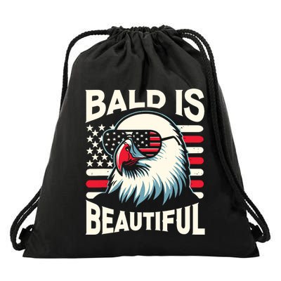 Bald Is Beautiful 4th Of July Usa Patriotic Funny Bald Eagle Drawstring Bag