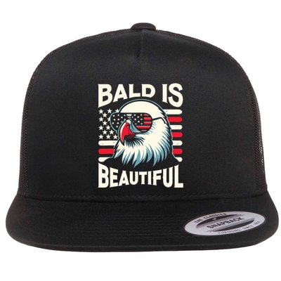 Bald Is Beautiful 4th Of July Usa Patriotic Funny Bald Eagle Flatbill Hat