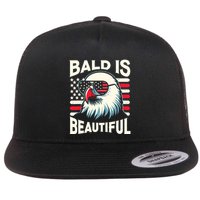 Bald Is Beautiful 4th Of July Usa Patriotic Funny Bald Eagle Flat Bill Trucker Hat
