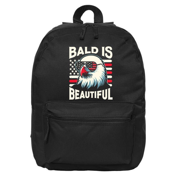 Bald Is Beautiful 4th Of July Usa Patriotic Funny Bald Eagle 16 in Basic Backpack