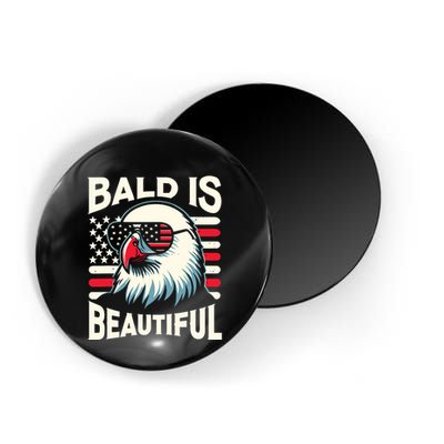 Bald Is Beautiful 4th Of July Usa Patriotic Funny Bald Eagle Magnet