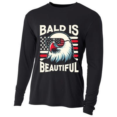 Bald Is Beautiful 4th Of July Usa Patriotic Funny Bald Eagle Cooling Performance Long Sleeve Crew