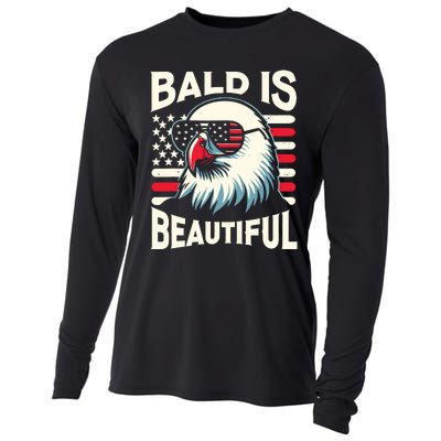 Bald Is Beautiful 4th Of July Usa Patriotic Funny Bald Eagle Cooling Performance Long Sleeve Crew