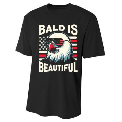 Bald Is Beautiful 4th Of July Usa Patriotic Funny Bald Eagle Performance Sprint T-Shirt