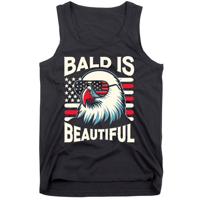 Bald Is Beautiful 4th Of July Usa Patriotic Funny Bald Eagle Tank Top