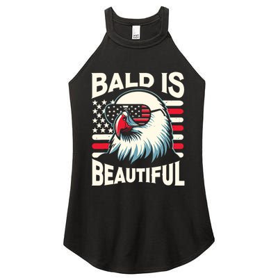 Bald Is Beautiful 4th Of July Usa Patriotic Funny Bald Eagle Women's Perfect Tri Rocker Tank