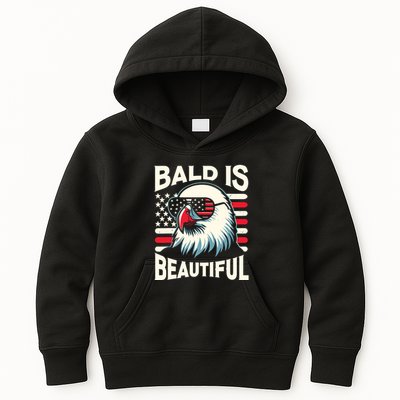 Bald Is Beautiful 4th Of July Usa Patriotic Funny Bald Eagle Kids Hoodie