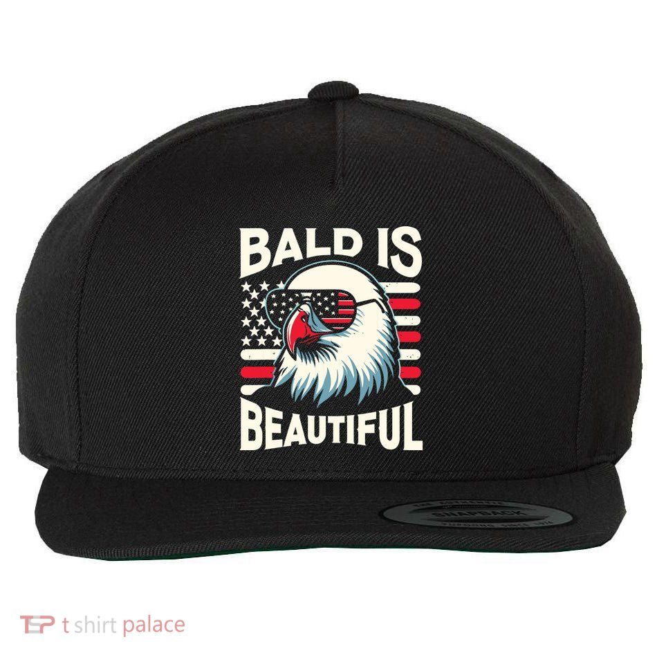 Bald Is Beautiful 4th Of July Usa Patriotic Funny Bald Eagle Wool Snapback Cap
