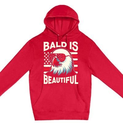 Bald Is Beautiful 4th Of July Usa Patriotic Funny Bald Eagle Premium Pullover Hoodie