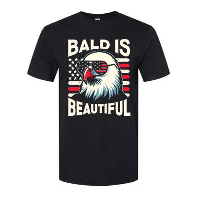 Bald Is Beautiful 4th Of July Usa Patriotic Funny Bald Eagle Softstyle CVC T-Shirt