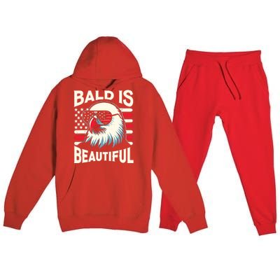 Bald Is Beautiful 4th Of July Usa Patriotic Funny Bald Eagle Premium Hooded Sweatsuit Set